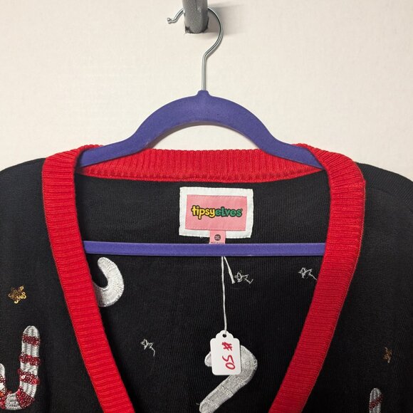 Tipsy Elves Candy Cane Cardigan – Women’s 3XL - Picture 2 of 3